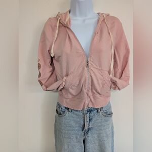 Express Blush Pink Knit Zip Up Sweater